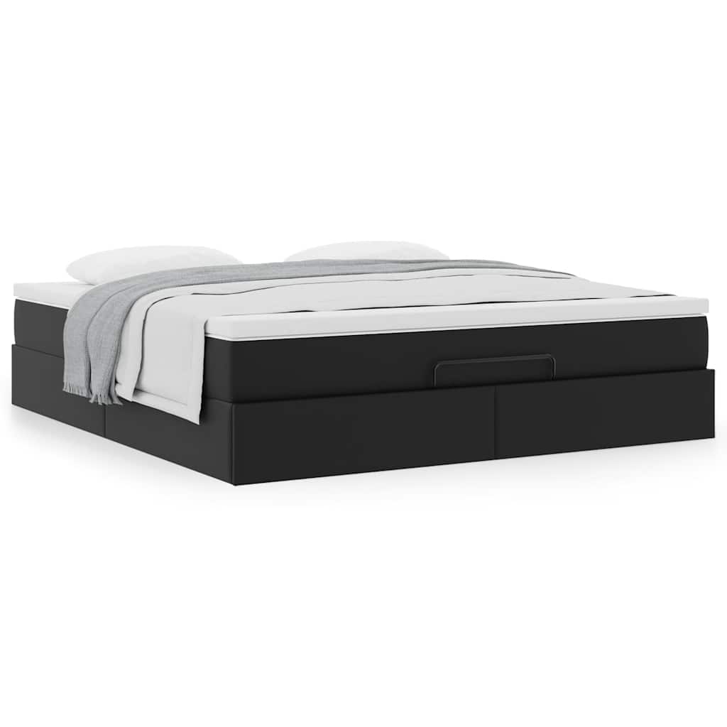 Ottoman bed met matras 160x200cm kunstleer zwart is nu te koop bij PeponiXL, paradijselijk wonen!