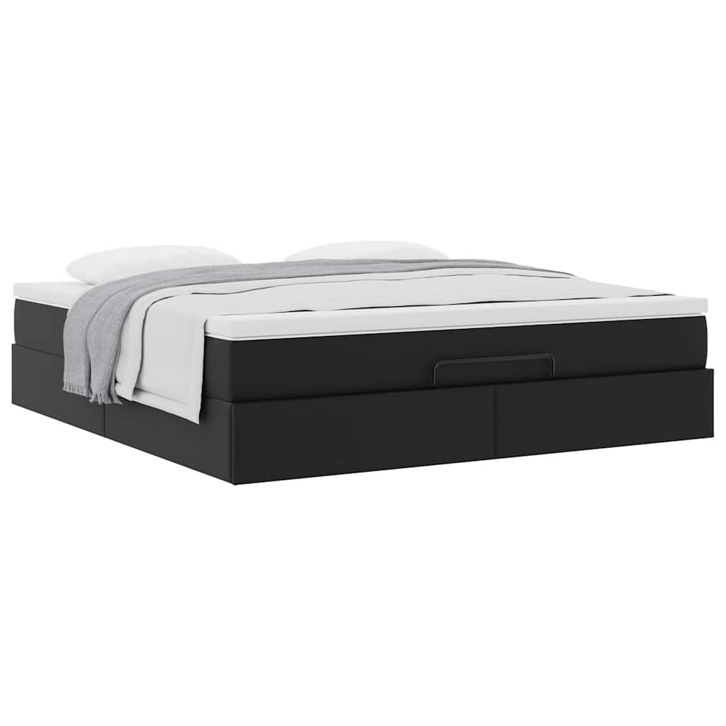 Ottoman bed met matras 160x200cm kunstleer zwart is nu te koop bij PeponiXL, paradijselijk wonen!
