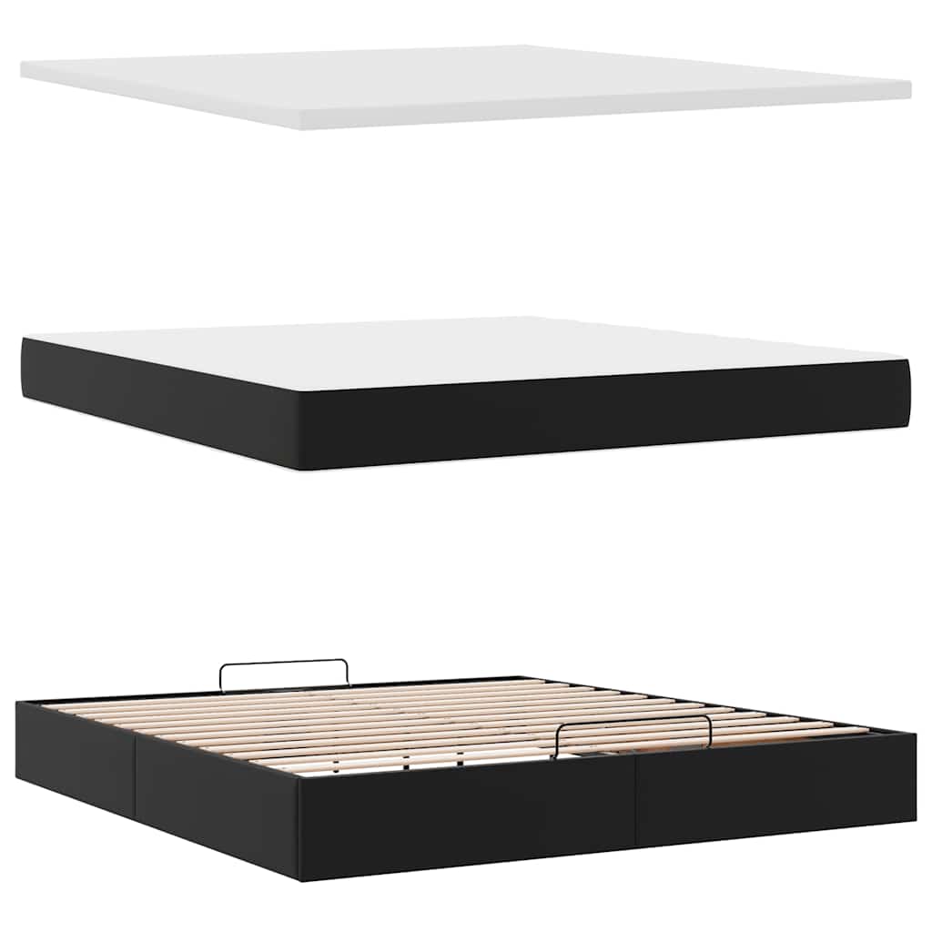 Ottoman bed met matras 160x200cm kunstleer zwart is nu te koop bij PeponiXL, paradijselijk wonen!
