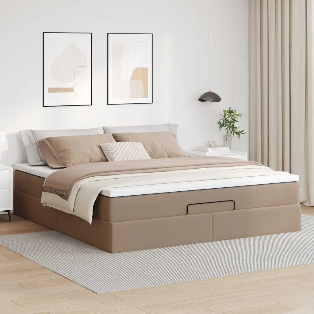 Ottoman bed met matras 160x200cm kunstleer cappuccinokleurig is nu te koop bij PeponiXL, paradijselijk wonen!