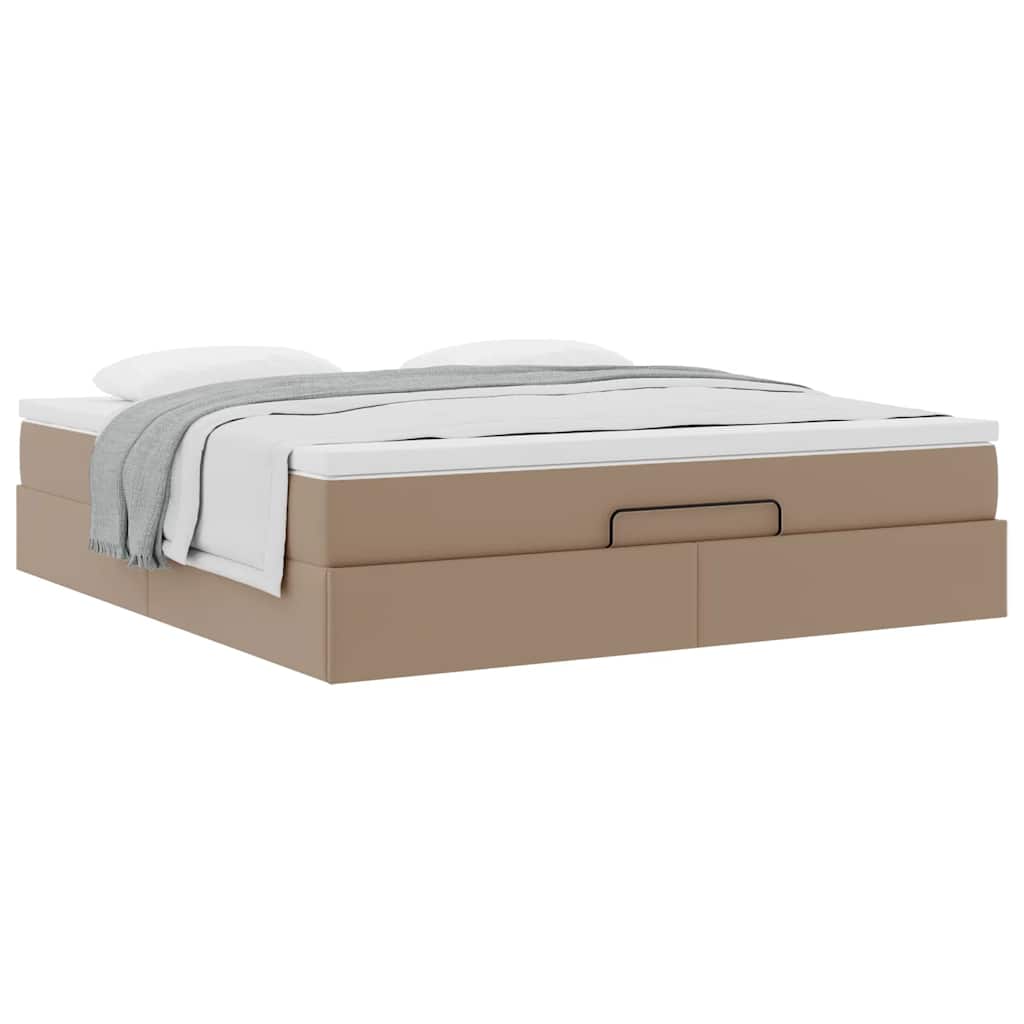 Ottoman bed met matras 160x200cm kunstleer cappuccinokleurig is nu te koop bij PeponiXL, paradijselijk wonen!