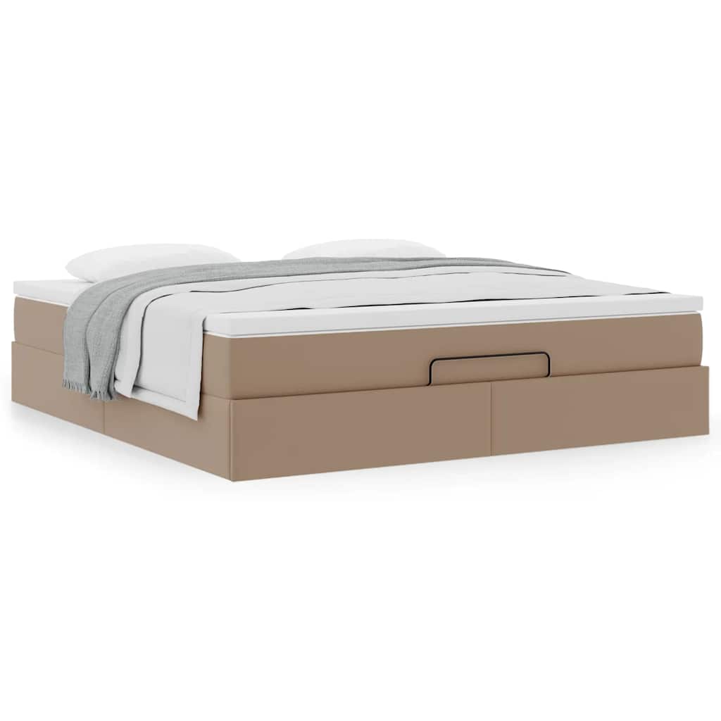 Ottoman bed met matras 160x200cm kunstleer cappuccinokleurig is nu te koop bij PeponiXL, paradijselijk wonen!