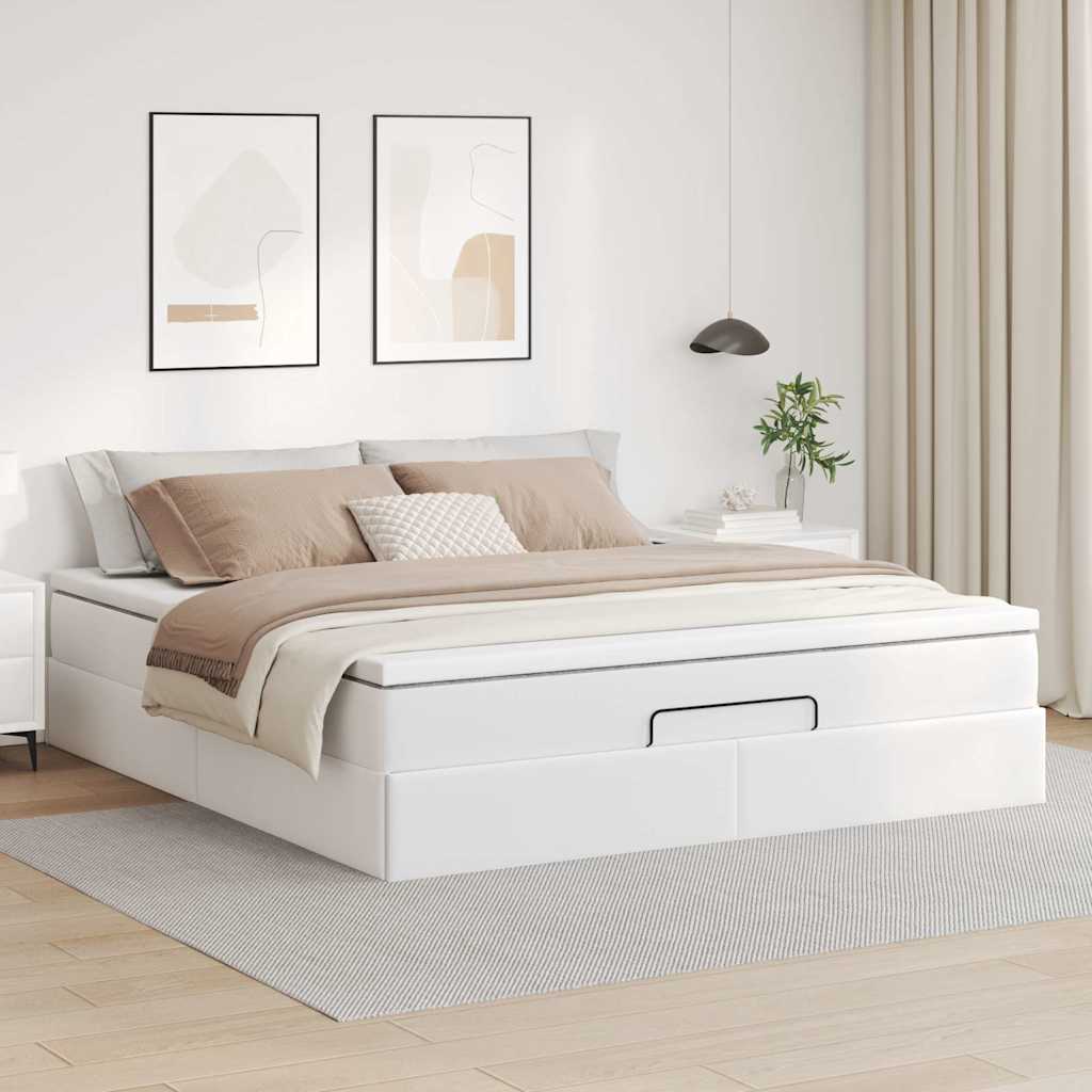 Ottoman bed met matras 180x200cm kunstleer wit is nu te koop bij PeponiXL, paradijselijk wonen!