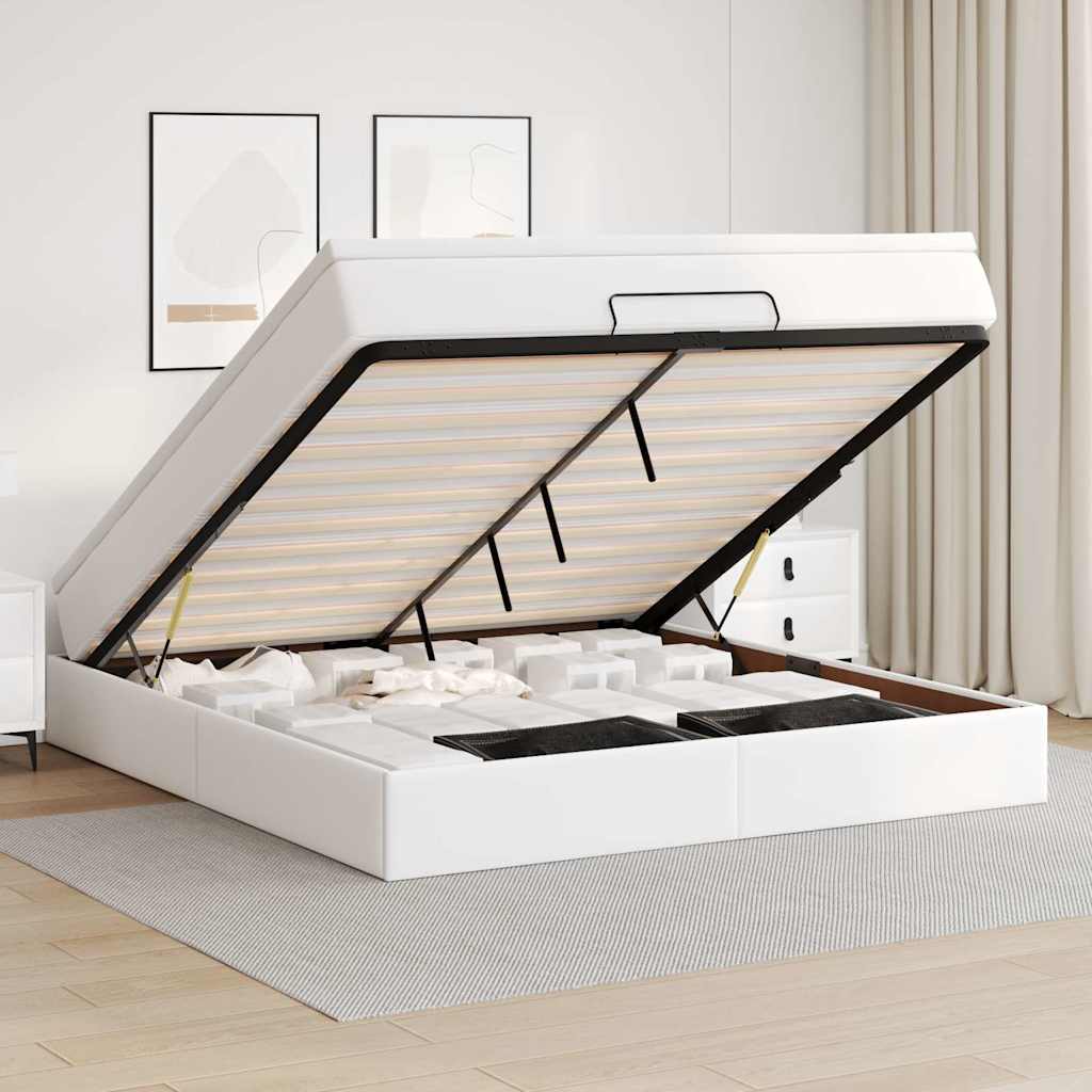 Ottoman bed met matras 180x200cm kunstleer wit is nu te koop bij PeponiXL, paradijselijk wonen!