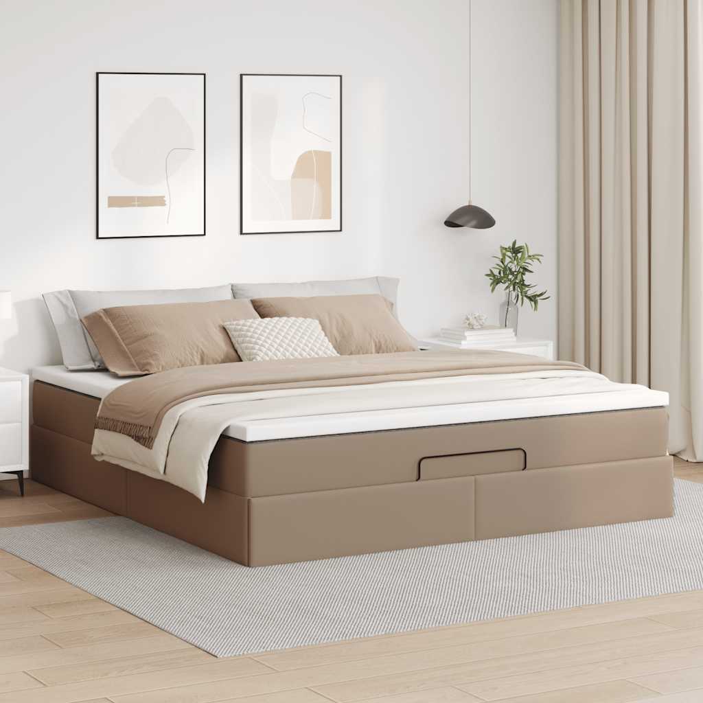 Ottoman bed met matras 180x200cm kunstleer cappuccinokleurig