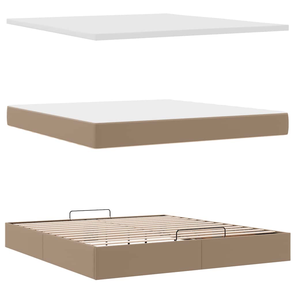 Ottoman bed met matras 180x200cm kunstleer cappuccinokleurig