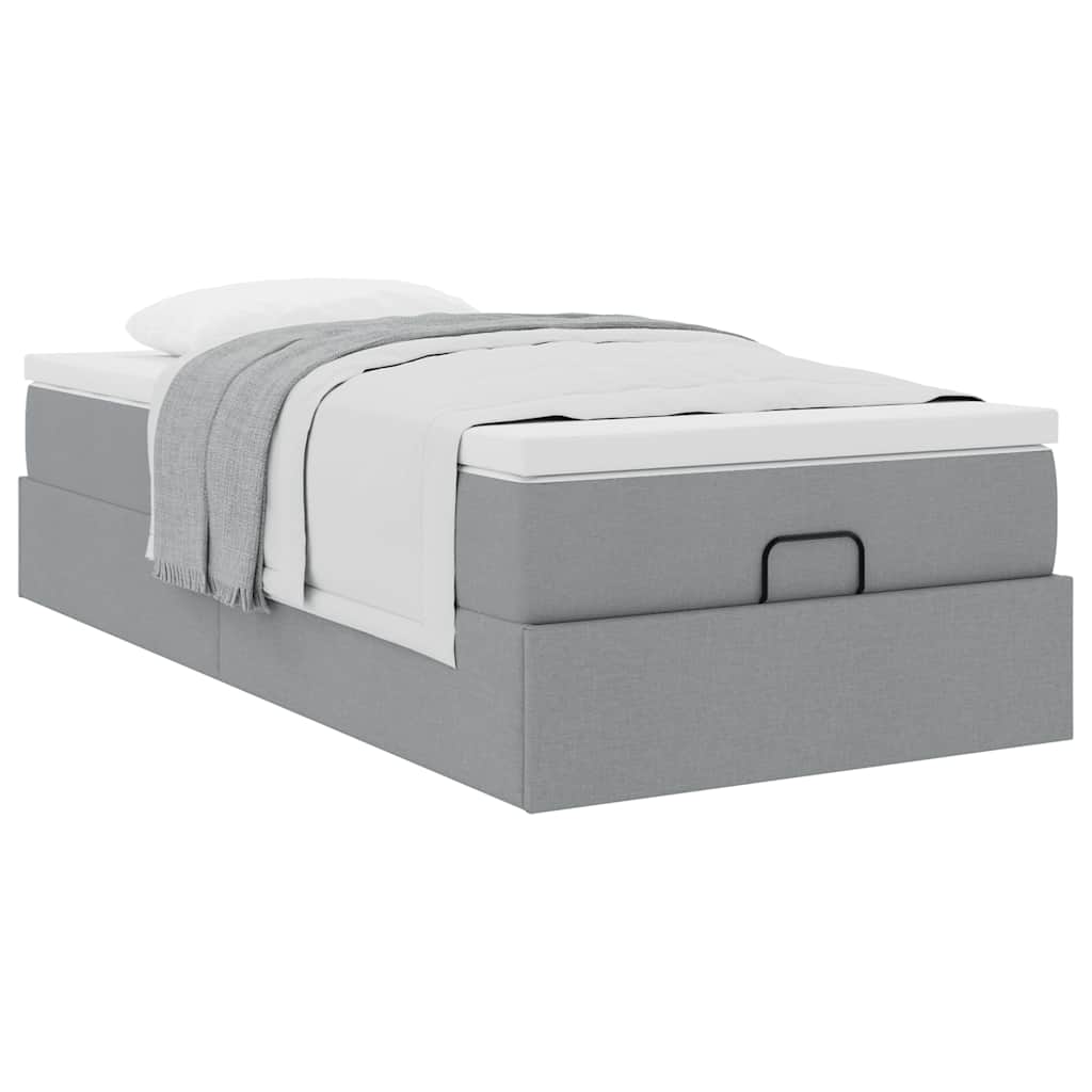 Ottoman bed met matras 80x200cm stof lichtgrijs is nu te koop bij PeponiXL, paradijselijk wonen!