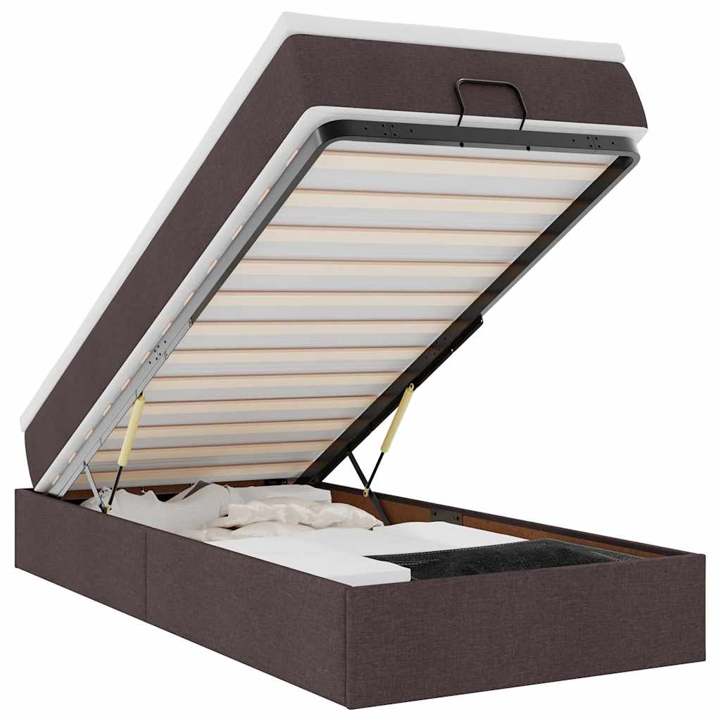 Ottoman bed met matras 80x200cm stof donkerbruin is nu te koop bij PeponiXL, paradijselijk wonen!