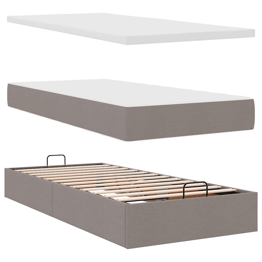 Ottoman bed met matras 80x200cm stof taupe is nu te koop bij PeponiXL, paradijselijk wonen!
