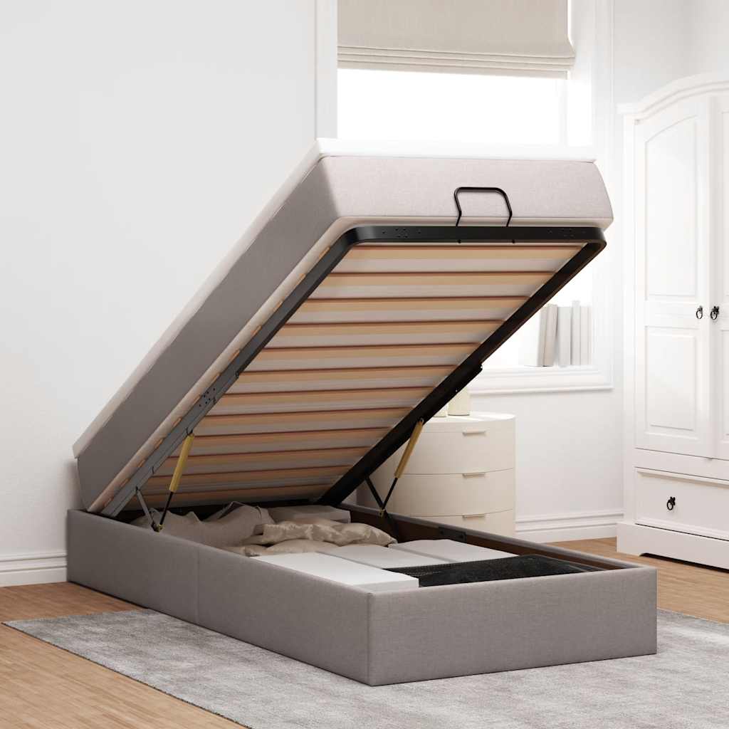 Ottoman bed met matras 80x200cm stof taupe is nu te koop bij PeponiXL, paradijselijk wonen!