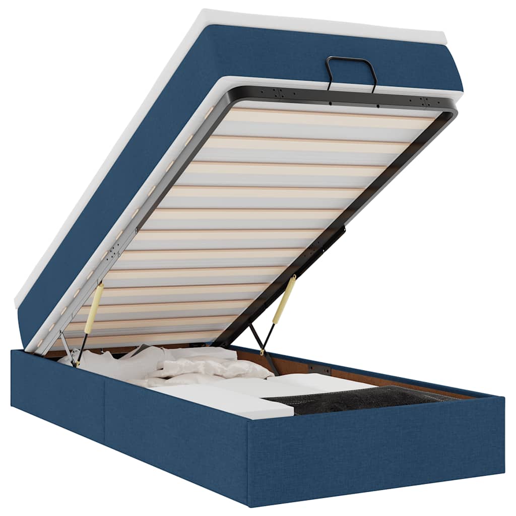 Ottoman bed met matras 80x200cm stof blauw is nu te koop bij PeponiXL, paradijselijk wonen!