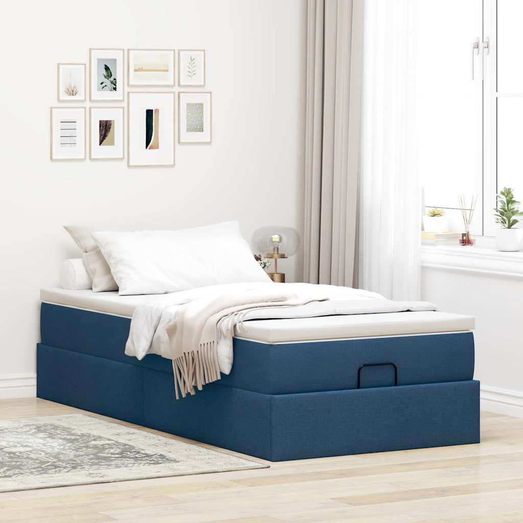 Ottoman bed met matras 80x200cm stof blauw is nu te koop bij PeponiXL, paradijselijk wonen!