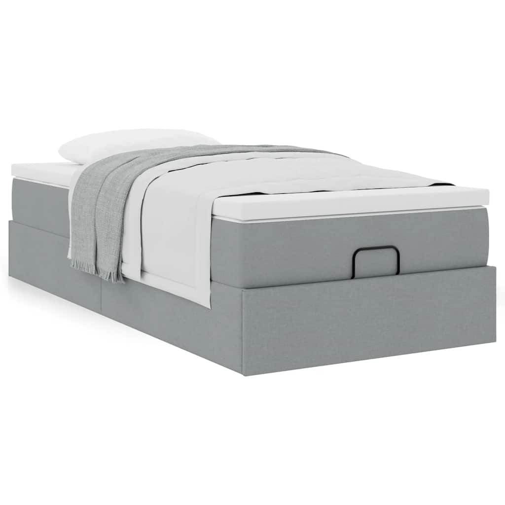 Ottoman bed met matras 90x190cm stof lichtgrijs is nu te koop bij PeponiXL, paradijselijk wonen!
