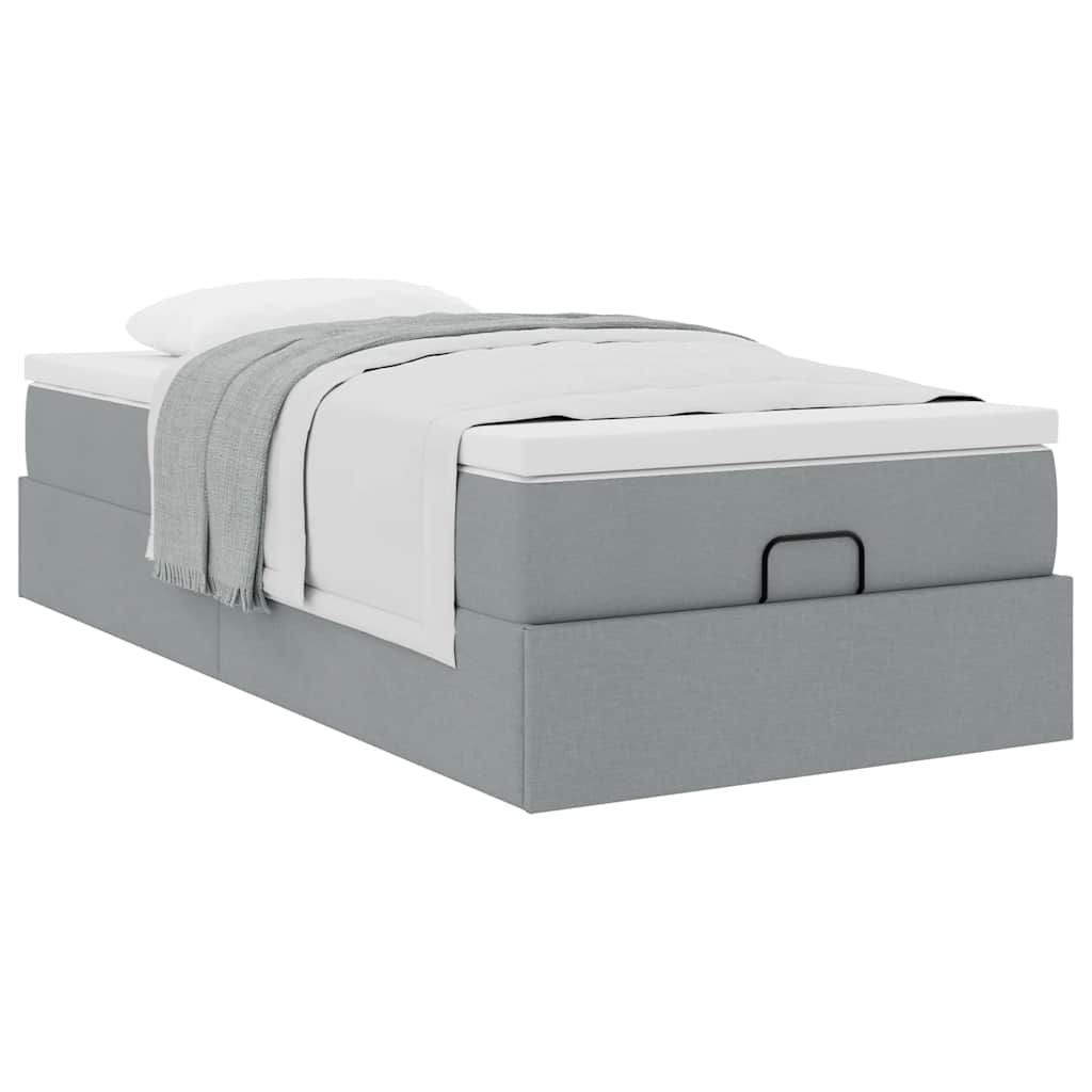 Ottoman bed met matras 90x190cm stof lichtgrijs is nu te koop bij PeponiXL, paradijselijk wonen!