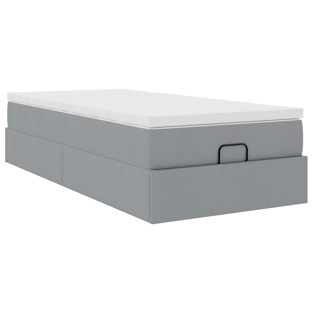 Ottoman bed met matras 90x190cm stof lichtgrijs is nu te koop bij PeponiXL, paradijselijk wonen!