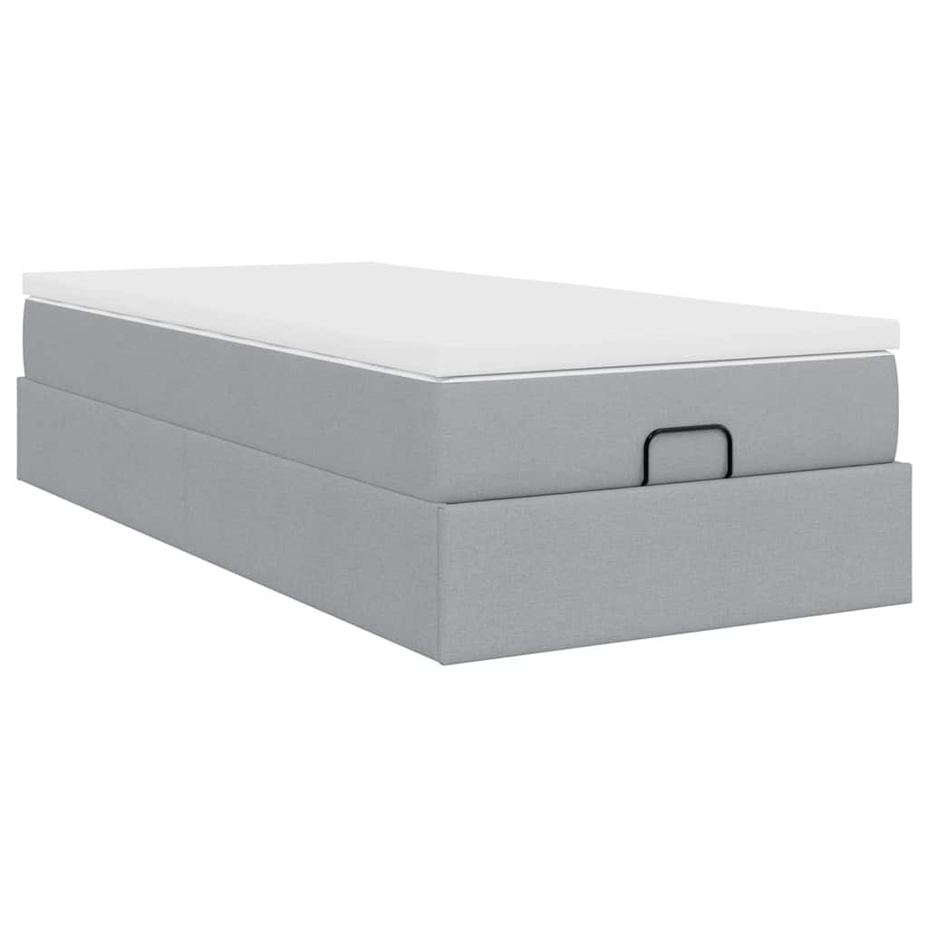 Ottoman bed met matras 90x190cm stof lichtgrijs is nu te koop bij PeponiXL, paradijselijk wonen!
