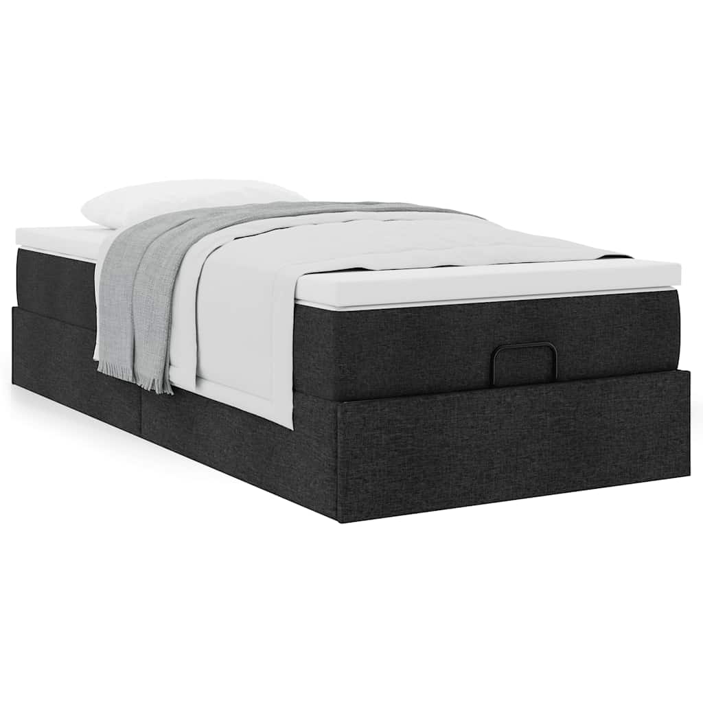 Ottoman bed met matras 90x190cm stof zwart is nu te koop bij PeponiXL, paradijselijk wonen!