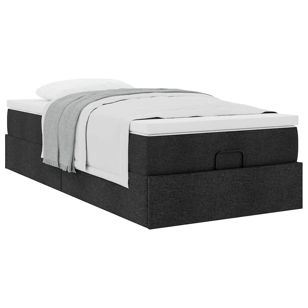 Ottoman bed met matras 90x190cm stof zwart is nu te koop bij PeponiXL, paradijselijk wonen!