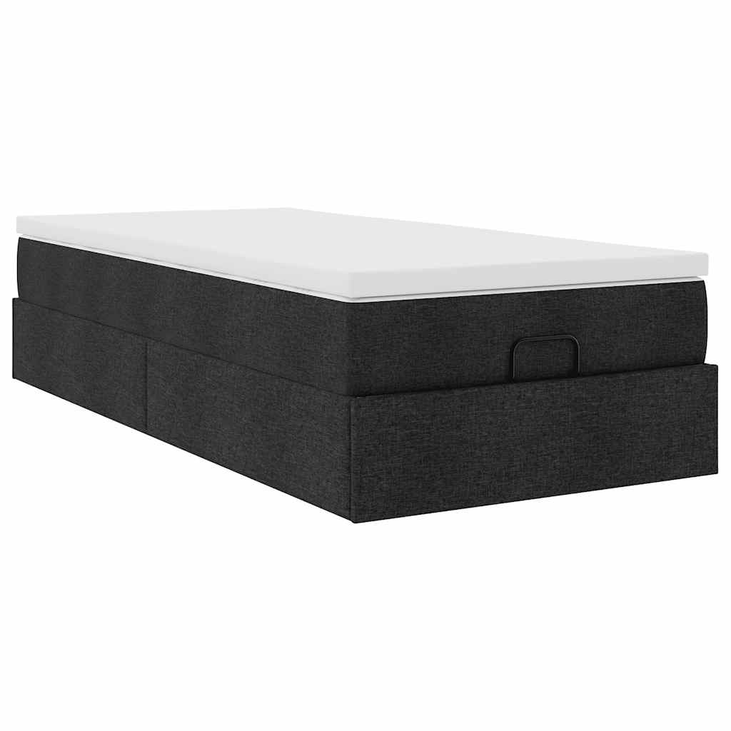 Ottoman bed met matras 90x190cm stof zwart is nu te koop bij PeponiXL, paradijselijk wonen!