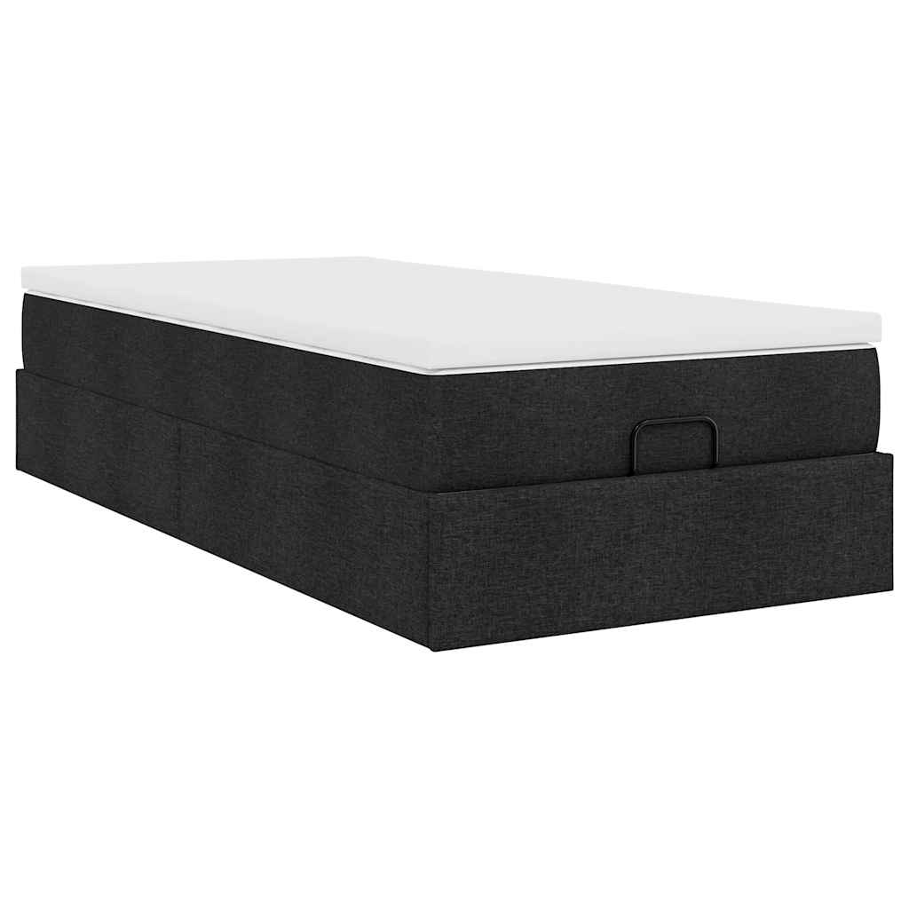 Ottoman bed met matras 90x190cm stof zwart is nu te koop bij PeponiXL, paradijselijk wonen!