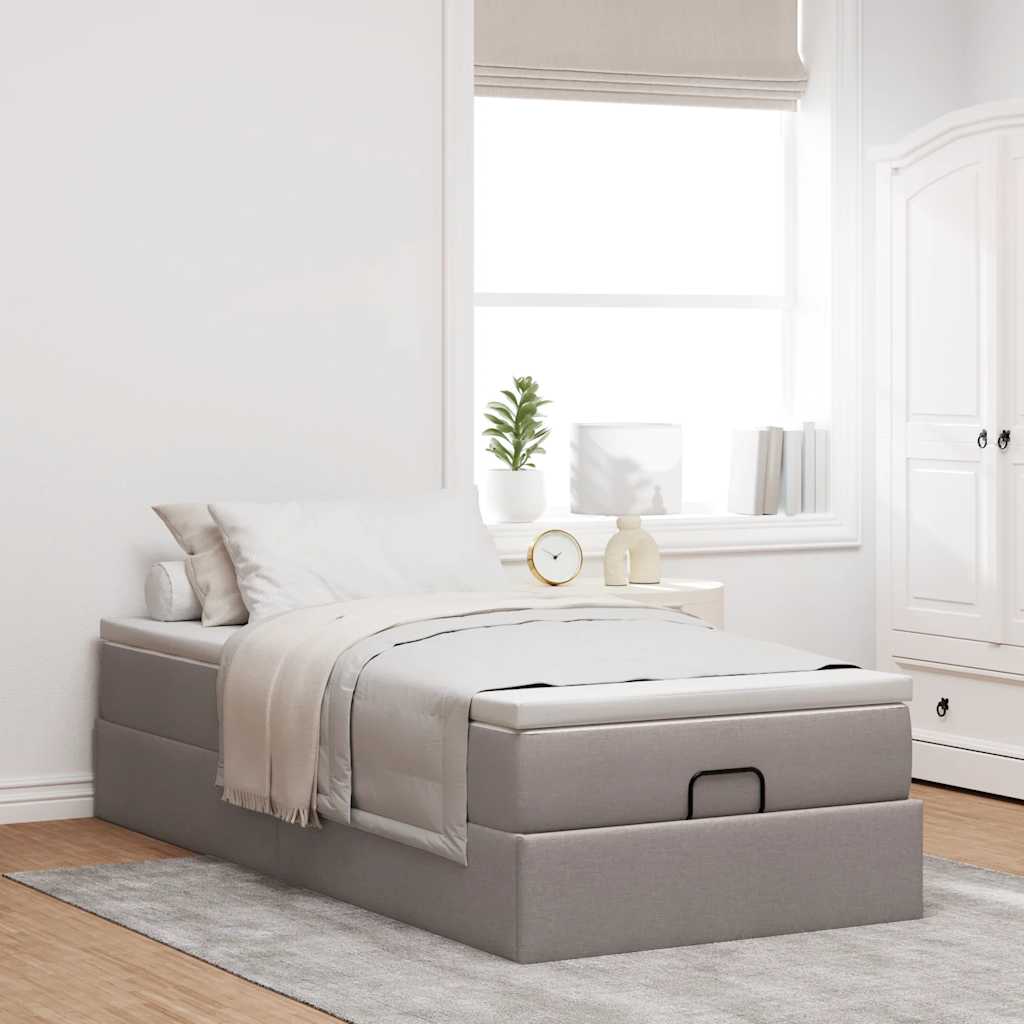 Ottoman bed met matras 90x190cm stof taupe is nu te koop bij PeponiXL, paradijselijk wonen!