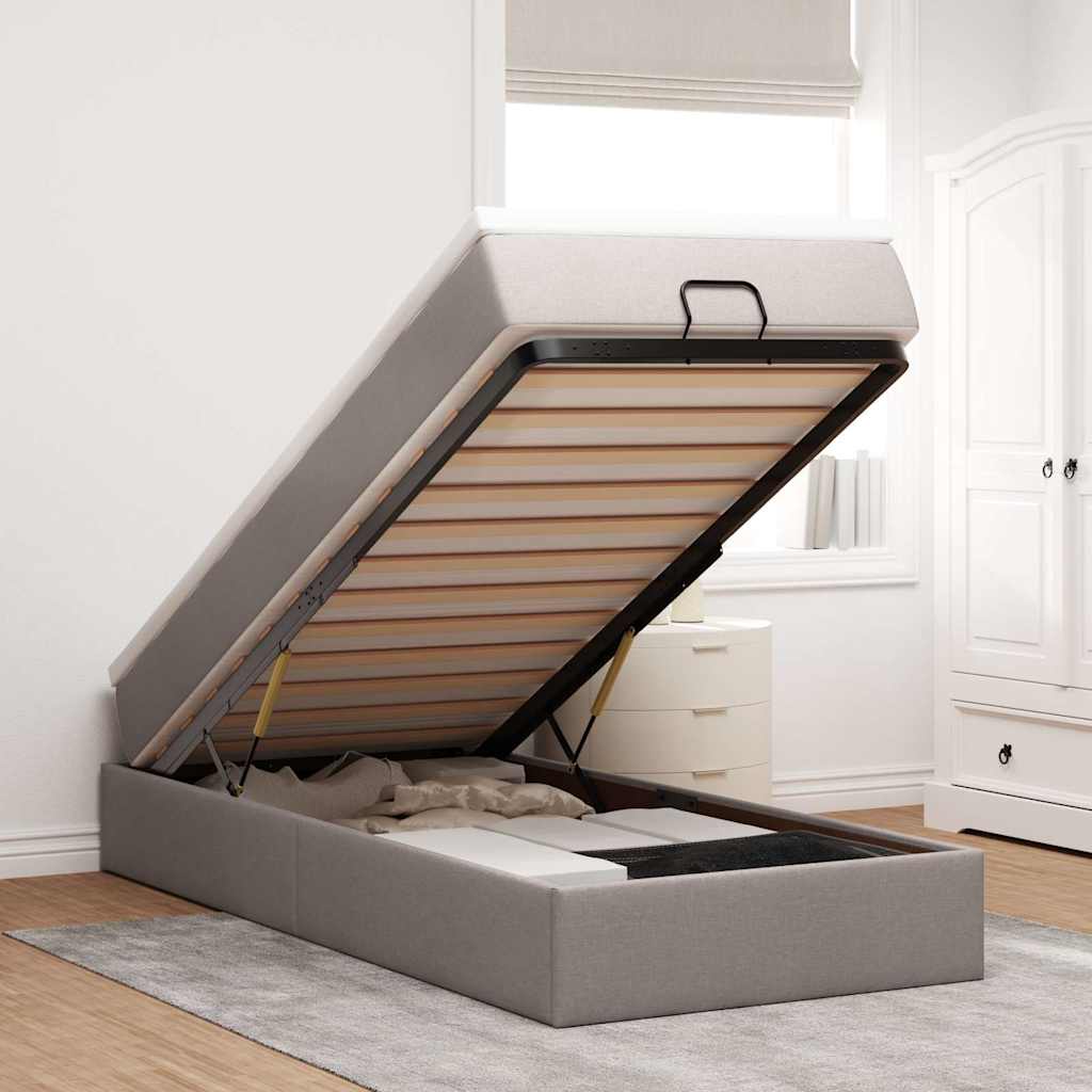 Ottoman bed met matras 90x190cm stof taupe is nu te koop bij PeponiXL, paradijselijk wonen!
