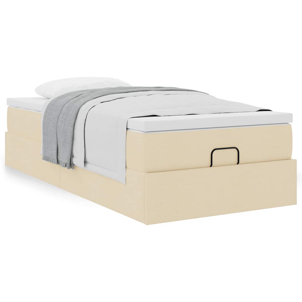 Ottoman bed met matras 90x190cm stof crèmekleurig is nu te koop bij PeponiXL, paradijselijk wonen!