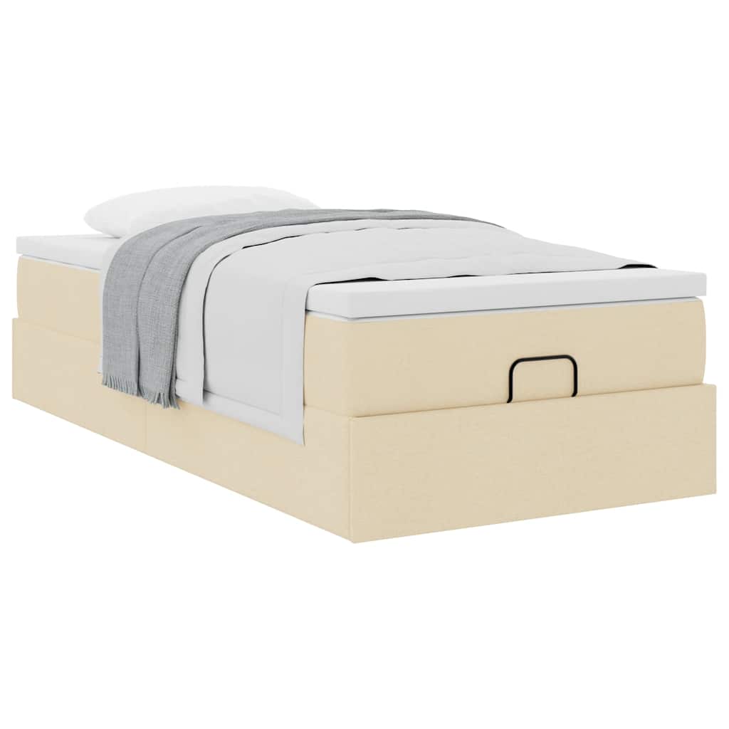 Ottoman bed met matras 90x190cm stof crèmekleurig is nu te koop bij PeponiXL, paradijselijk wonen!