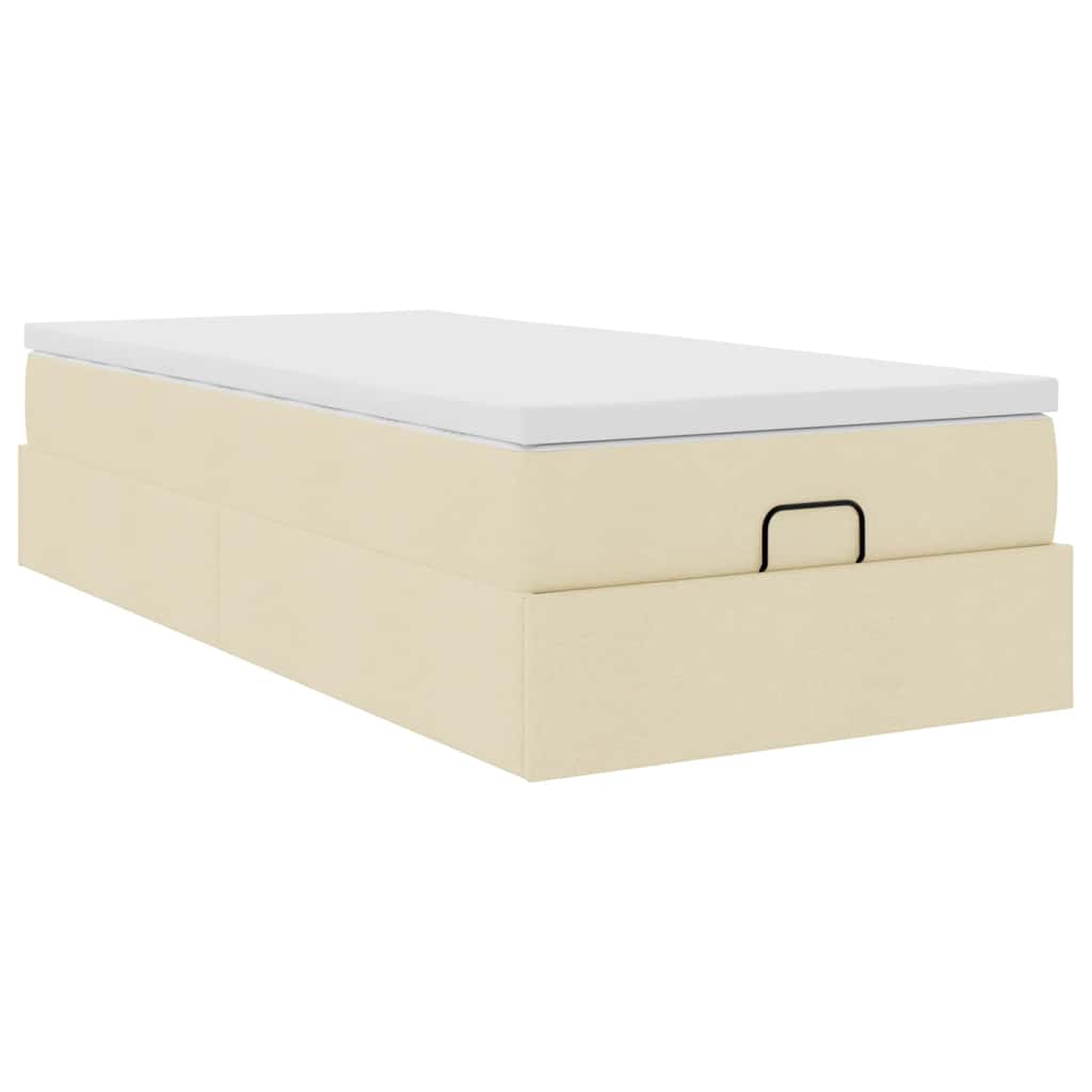 Ottoman bed met matras 90x190cm stof crèmekleurig is nu te koop bij PeponiXL, paradijselijk wonen!