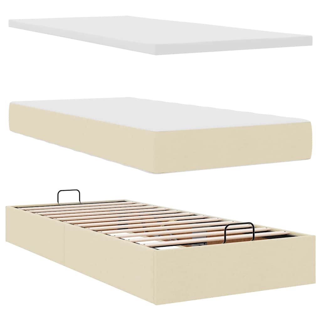 Ottoman bed met matras 90x190cm stof crèmekleurig is nu te koop bij PeponiXL, paradijselijk wonen!