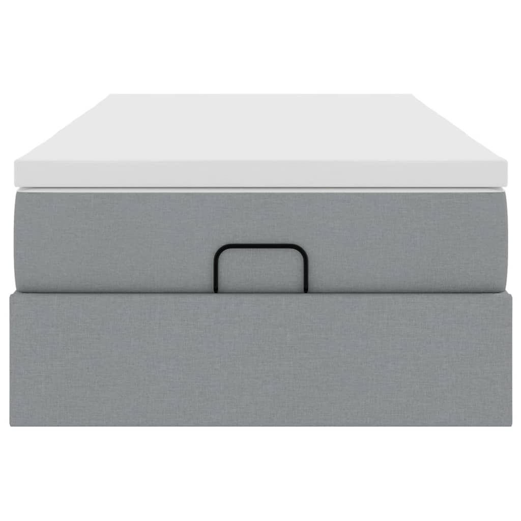 Ottoman bed met matras 90x200cm stof lichtgrijs is nu te koop bij PeponiXL, paradijselijk wonen!