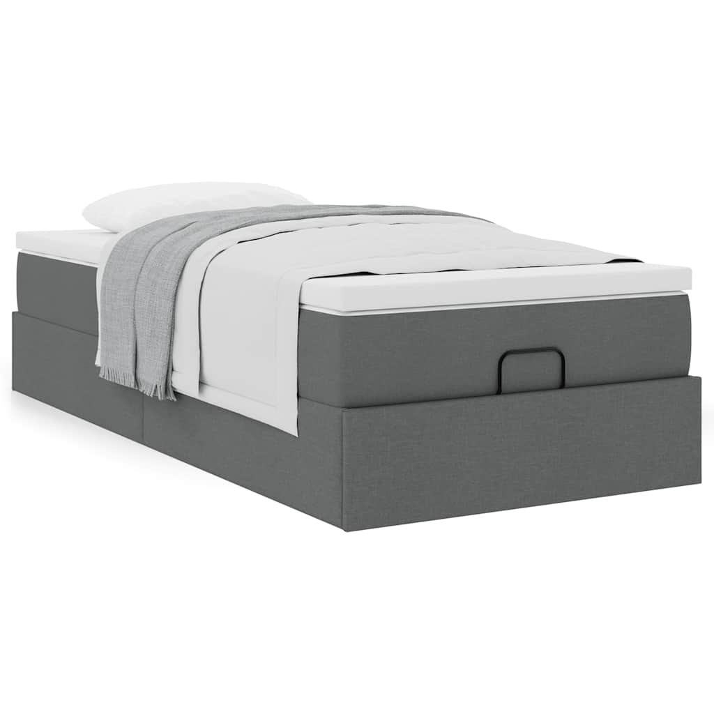 Ottoman bed met matras 90x200cm stof donkergrijs is nu te koop bij PeponiXL, paradijselijk wonen!