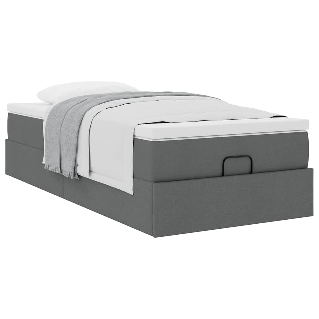 Ottoman bed met matras 90x200cm stof donkergrijs is nu te koop bij PeponiXL, paradijselijk wonen!