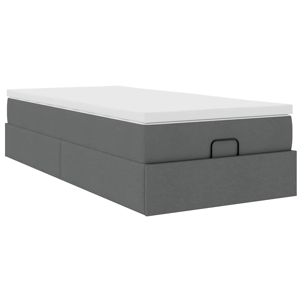 Ottoman bed met matras 90x200cm stof donkergrijs is nu te koop bij PeponiXL, paradijselijk wonen!