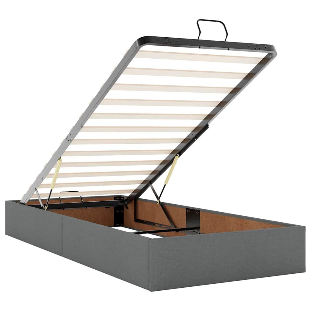 Ottoman bed met matras 90x200cm stof donkergrijs is nu te koop bij PeponiXL, paradijselijk wonen!