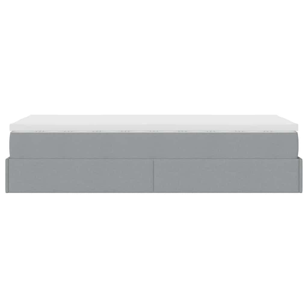 Ottoman bed met matras 100x200cm stof lichtgrijs is nu te koop bij PeponiXL, paradijselijk wonen!