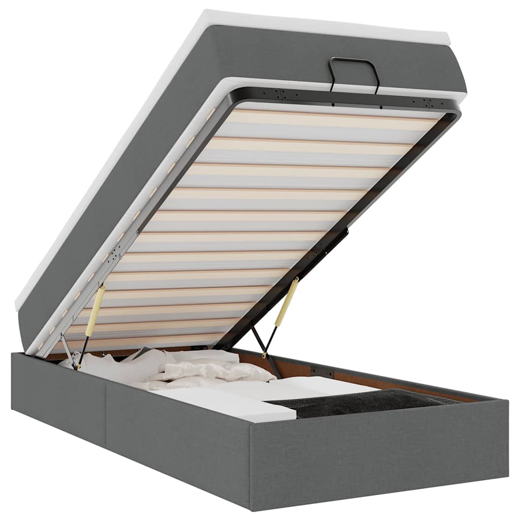 Ottoman bed met matras 100x200cm stof donkergrijs is nu te koop bij PeponiXL, paradijselijk wonen!