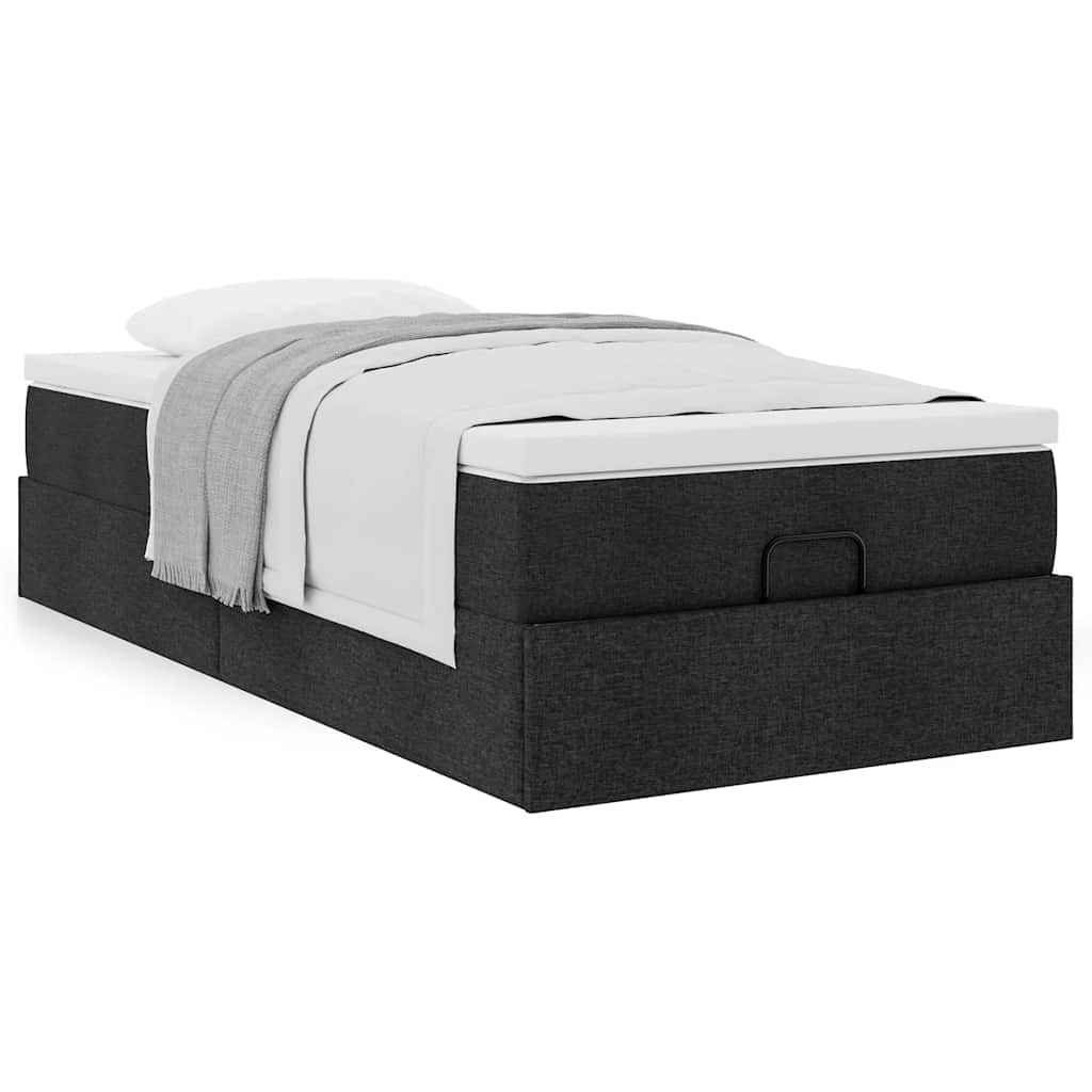 Ottoman bed met matras 100x200cm stof zwart is nu te koop bij PeponiXL, paradijselijk wonen!