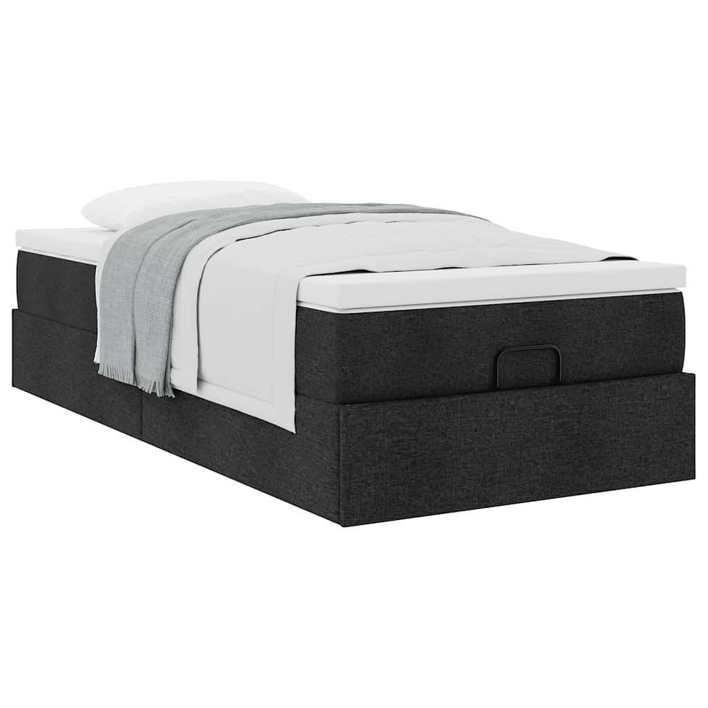 Ottoman bed met matras 100x200cm stof zwart is nu te koop bij PeponiXL, paradijselijk wonen!