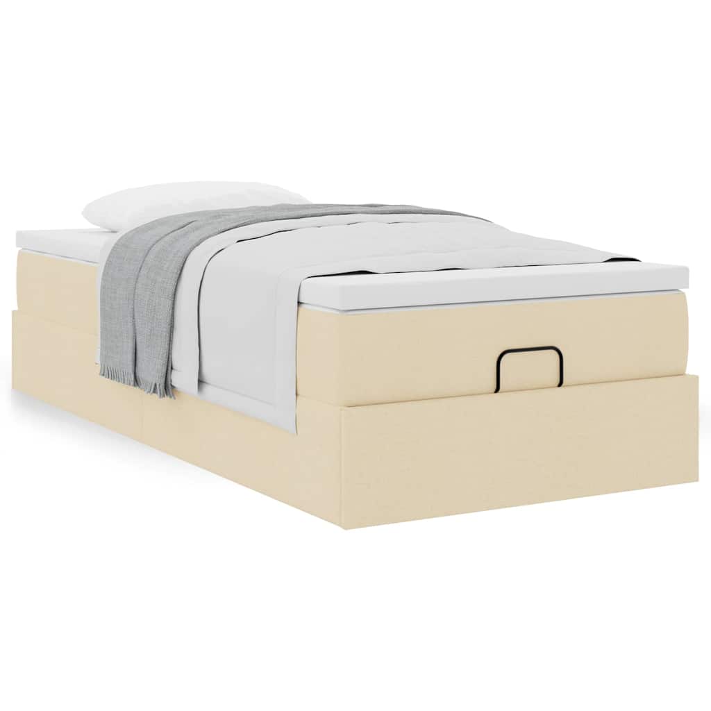 Ottoman bed met matras 100x200cm stof crèmekleurig is nu te koop bij PeponiXL, paradijselijk wonen!