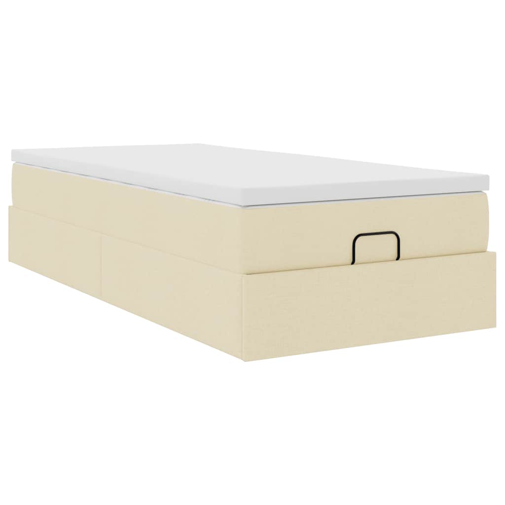 Ottoman bed met matras 100x200cm stof crèmekleurig is nu te koop bij PeponiXL, paradijselijk wonen!