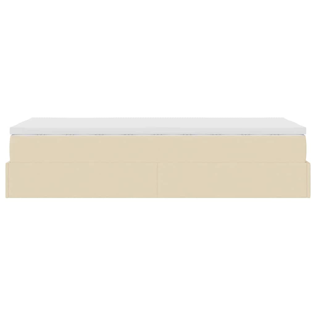 Ottoman bed met matras 100x200cm stof crèmekleurig is nu te koop bij PeponiXL, paradijselijk wonen!