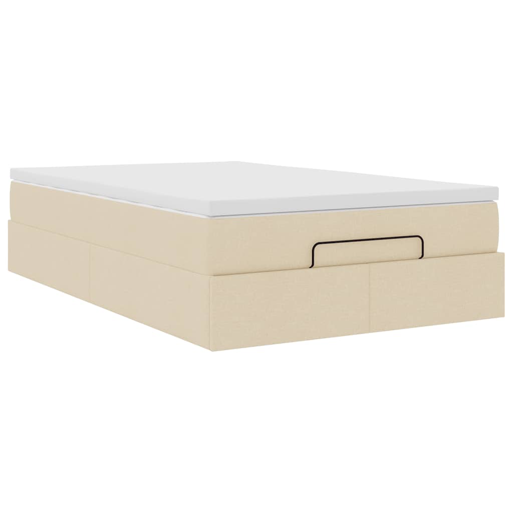 Ottoman bed met matras 120x190 cm stof crèmekleurig is nu te koop bij PeponiXL, paradijselijk wonen!