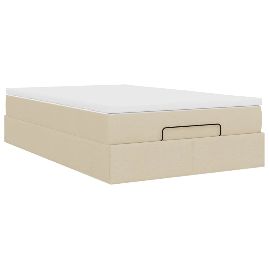 Ottoman bed met matras 120x190 cm stof crèmekleurig is nu te koop bij PeponiXL, paradijselijk wonen!