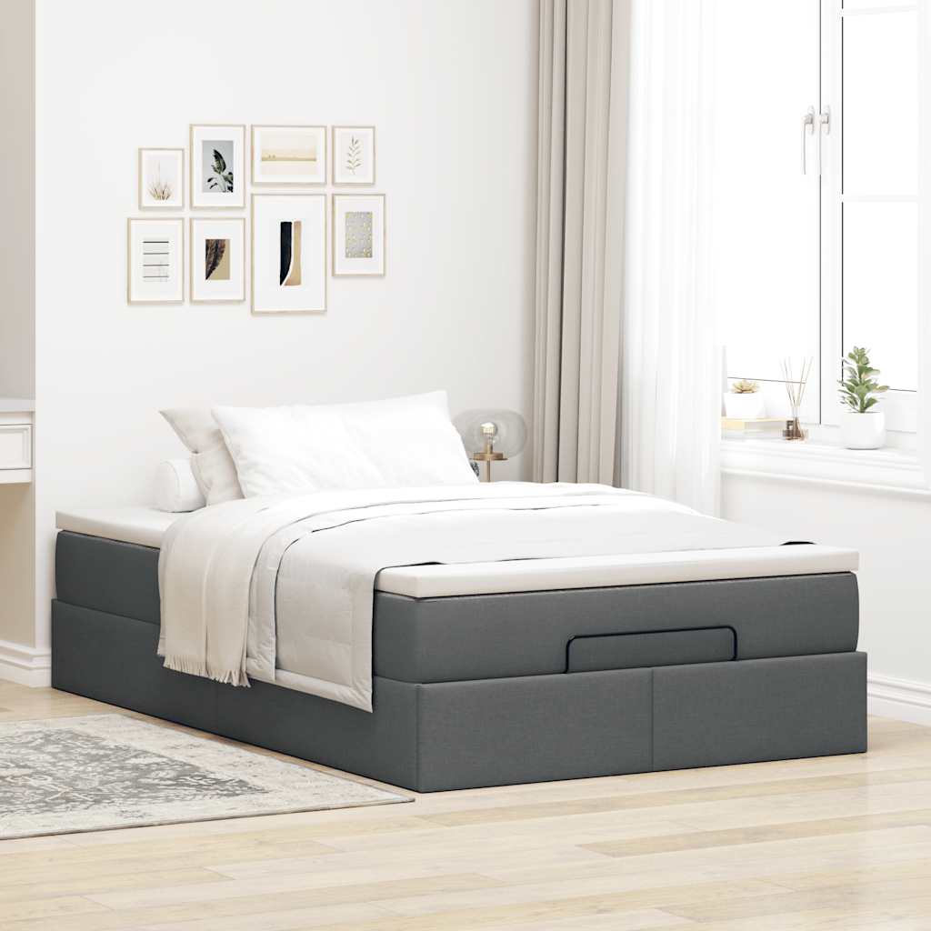 Ottoman bed met matras 120x200cm stof donkergrijs is nu te koop bij PeponiXL, paradijselijk wonen!