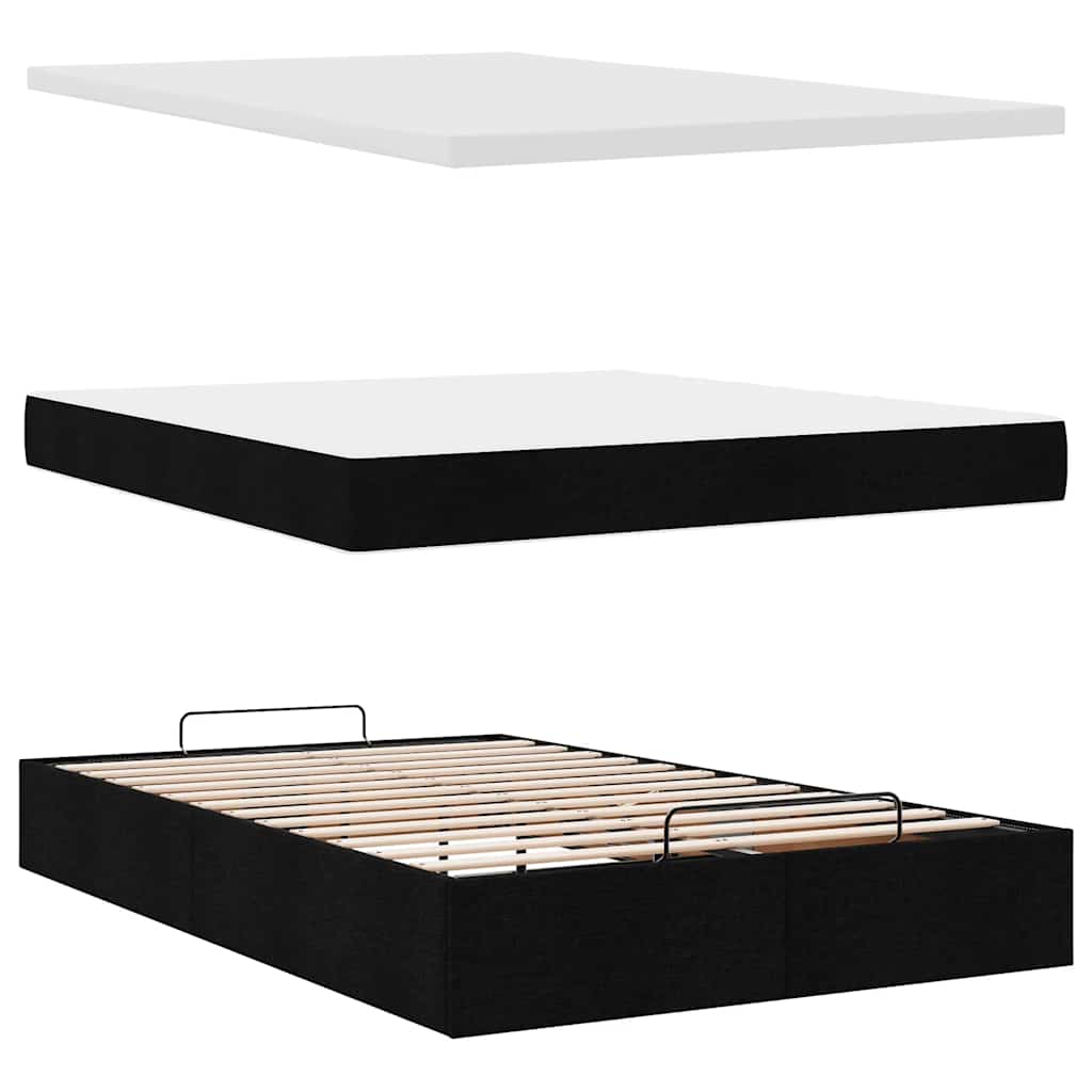 Ottoman bed met matras 120x200cm stof zwart is nu te koop bij PeponiXL, paradijselijk wonen!
