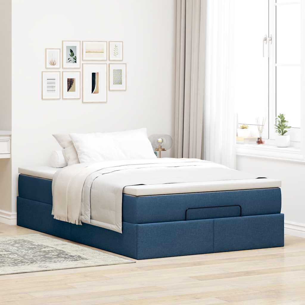 Ottoman bed met matras 120x200cm stof blauw is nu te koop bij PeponiXL, paradijselijk wonen!
