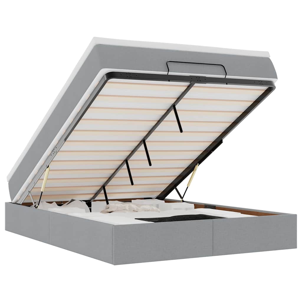 Ottoman bed met matras 140x190cm stof lichtgrijs is nu te koop bij PeponiXL, paradijselijk wonen!