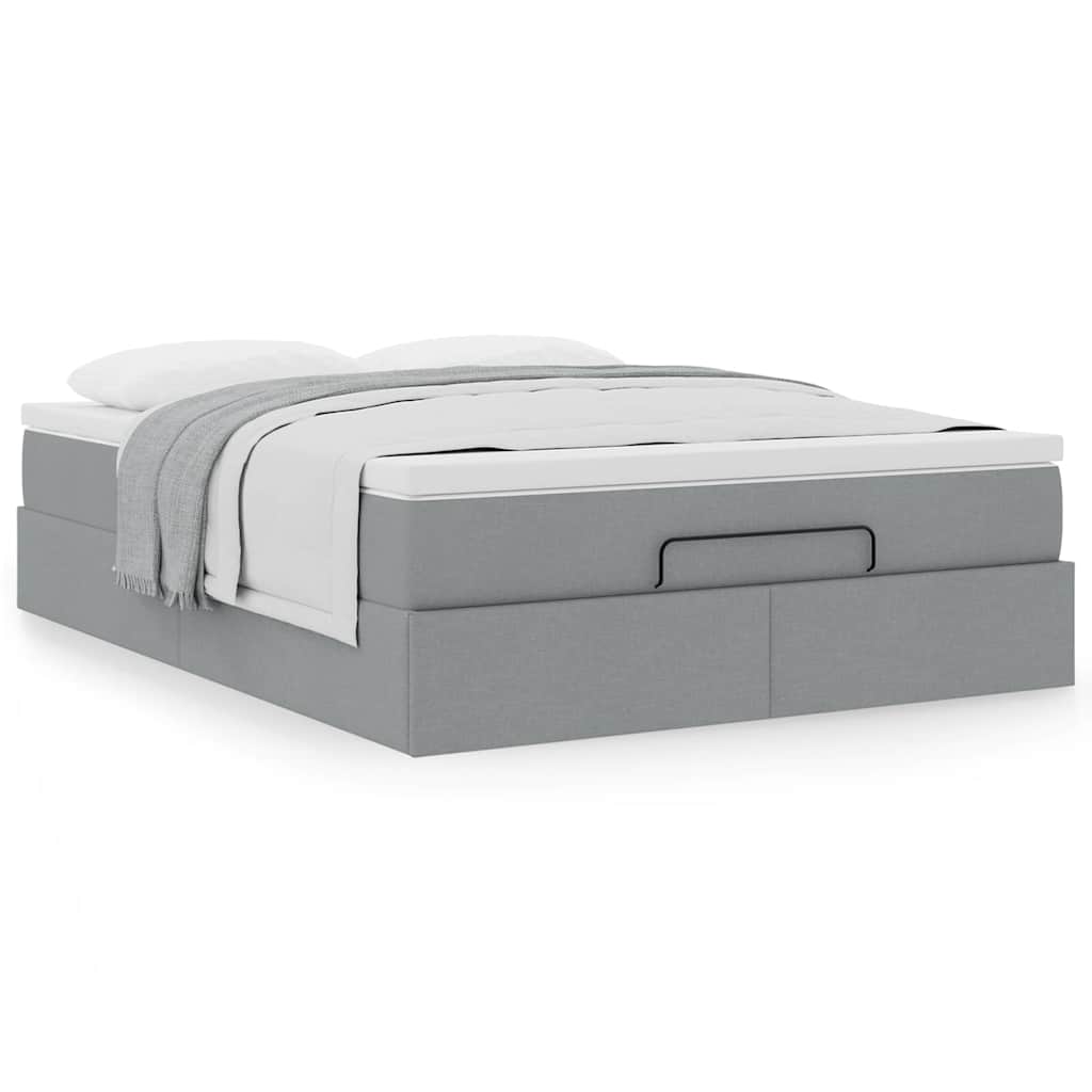 Ottoman bed met matras 140x190cm stof lichtgrijs is nu te koop bij PeponiXL, paradijselijk wonen!