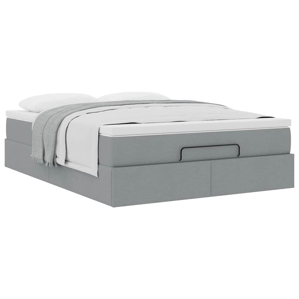 Ottoman bed met matras 140x190cm stof lichtgrijs is nu te koop bij PeponiXL, paradijselijk wonen!